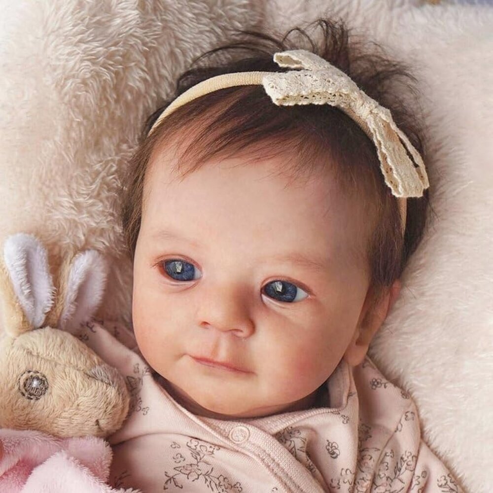 17" Realistic and Cute Reborn Baby Girl with Bright Eyes Brown Hair Named Claire
